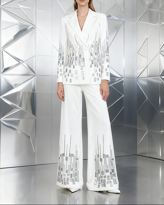 tailored sequin-embellished blazer set – STELLAR