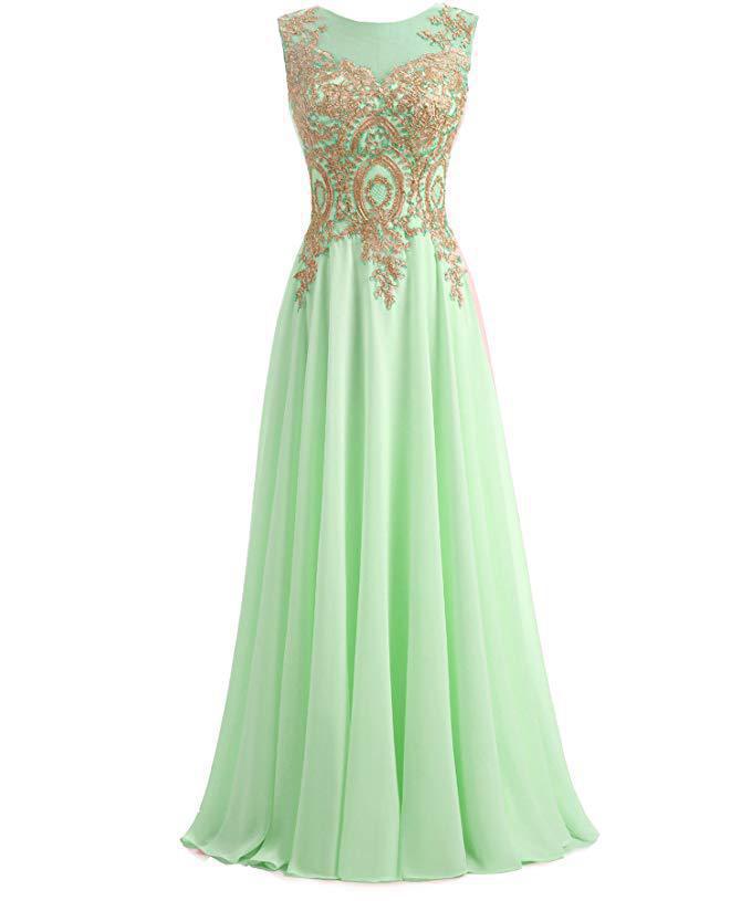 sleeveless chiffon gown with gold sequin bodice – AURONZA