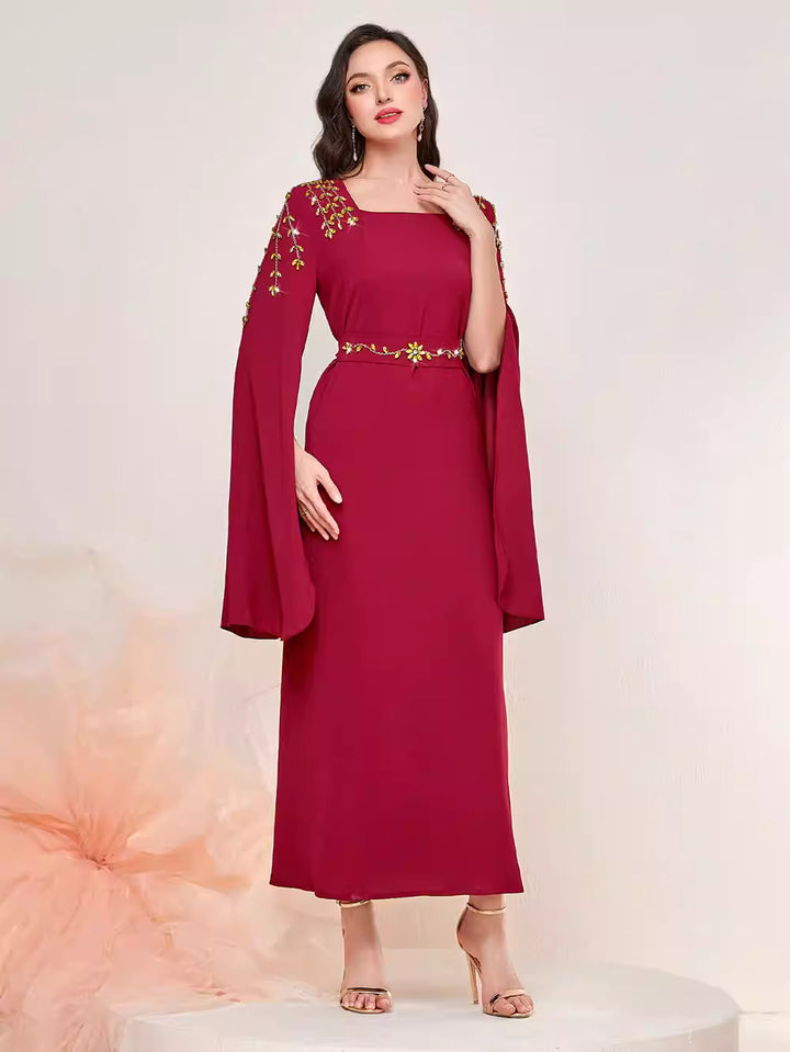 Elegant Long Sleeve Maxi Dress with Wide Hem – ESME