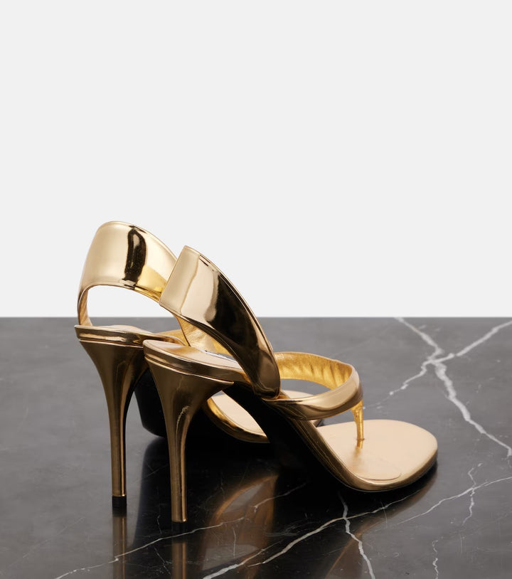 metallic gold thong-strap high heels – AURORA