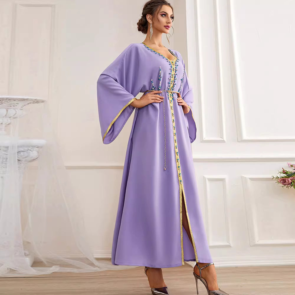 Elegant Long Sleeve Maxi Dress with Soft Drape – SERENIA