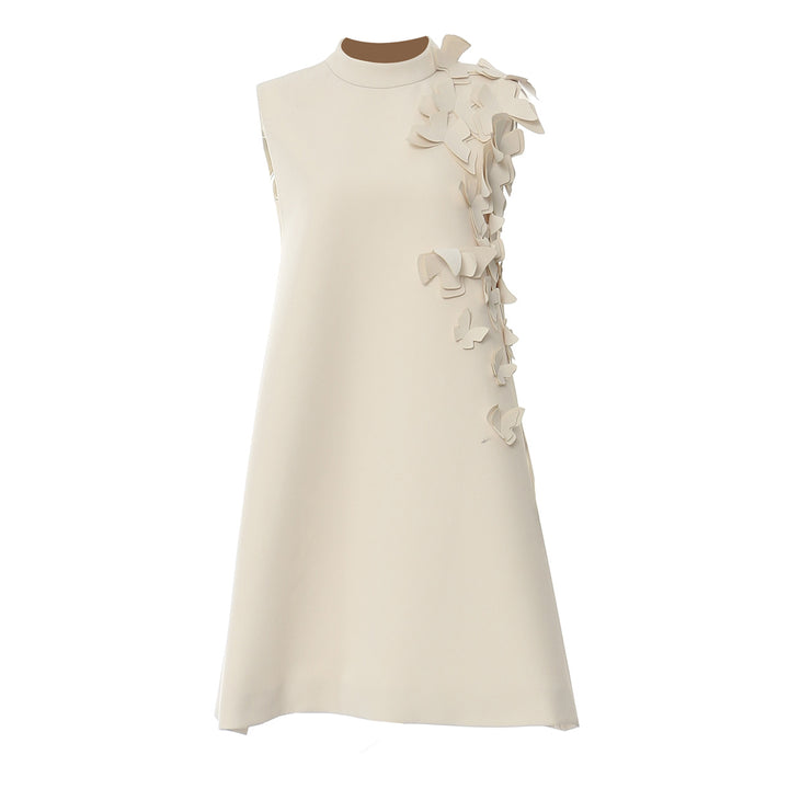 Sleeveless A-Line Dress with 3D Floral Appliqué – IVY