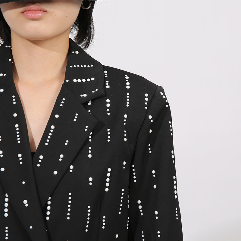 Tailored Crystal-Embellished Double-Breasted Blazer – NORA