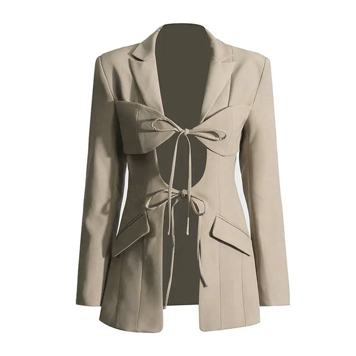 tailored blazer with front tie cutout design – MIRIKA