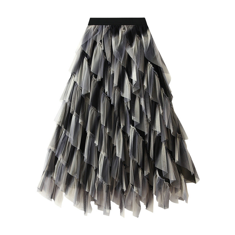 تنورة شيفون متدرجة الطبقات بألوان أومبري – سيرافينا