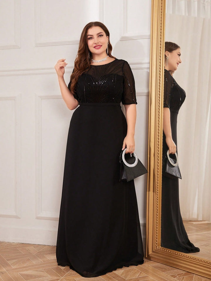 Geplooide top met uitlopende mouwen en maxi-rok set met tailleband – Rosiny 