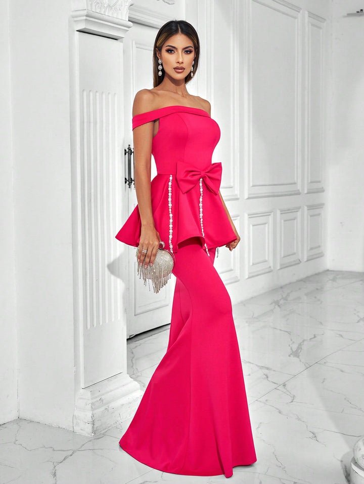 Geplooide top met uitlopende mouwen en maxi-rok set met tailleband – Rosiny 