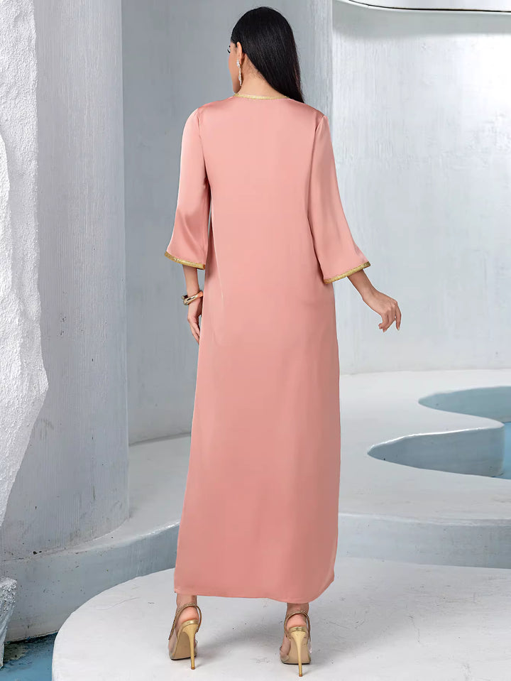 فستان مخملي طويل مكشوف الكتفين بفتحة جانبية - منتصف الليل