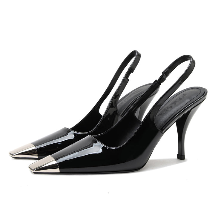 slingback pumps with metallic cap toe – ARYALKI