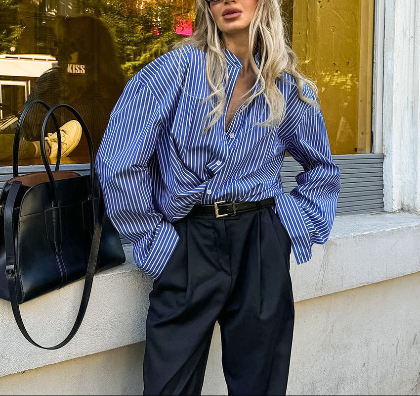 oversized striped shirt with wide cuffs – RIVIERA