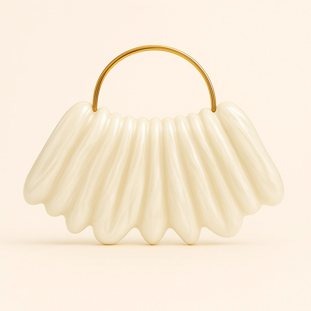 sculpted wave resin clutch with metal handle – AMBRA