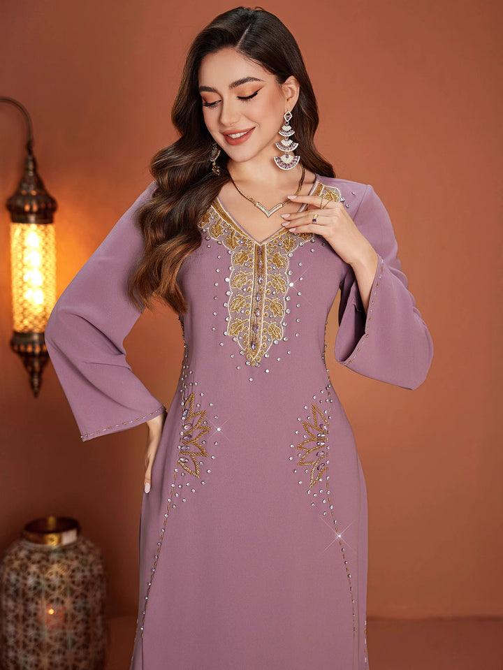 op maat gemaakte flare-pak met satijnen pofmouwen – VALENCIA 