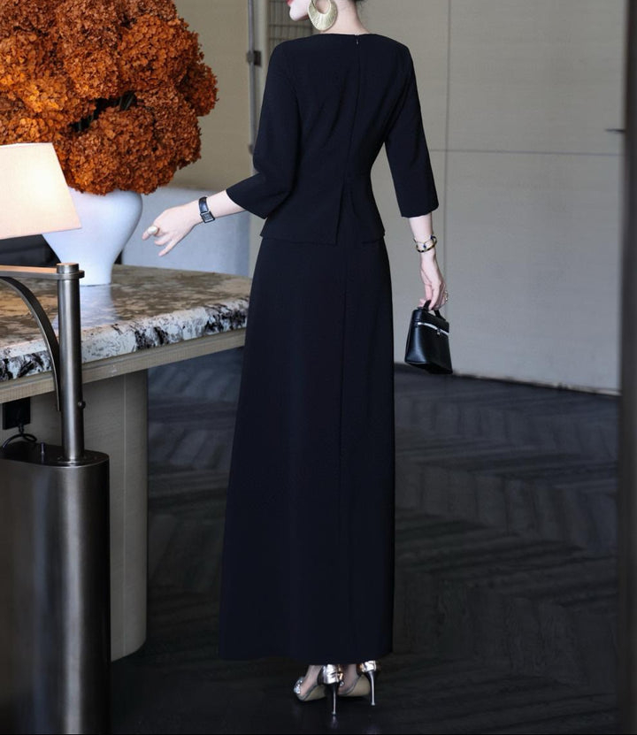 فستان ببلوم مزخرف مع تنورة بكشكشة متتالية – نوير