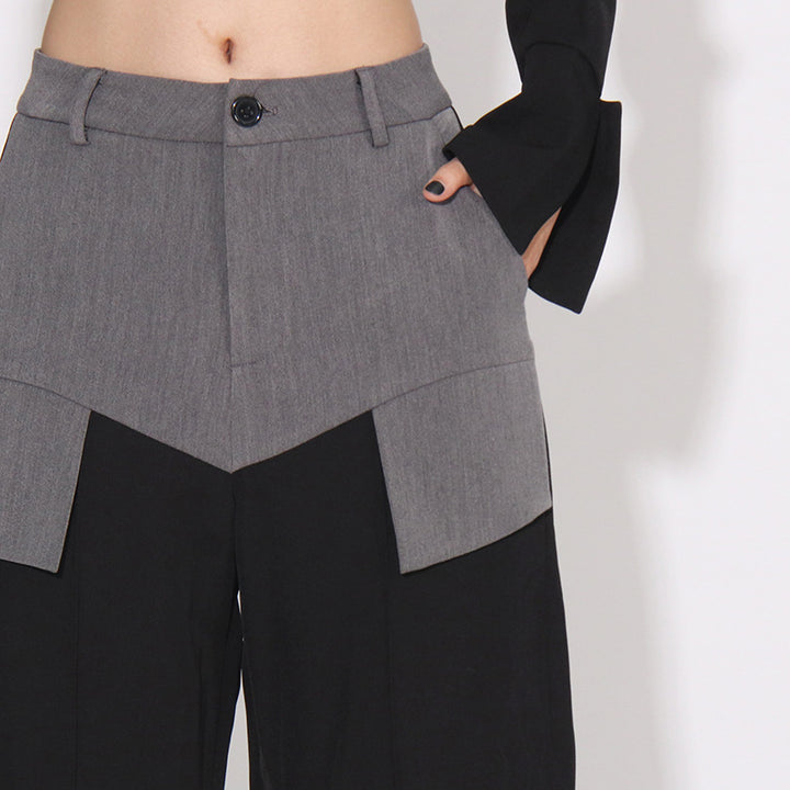 high-waist wide-leg trousers with contrast waist panel – NOVA