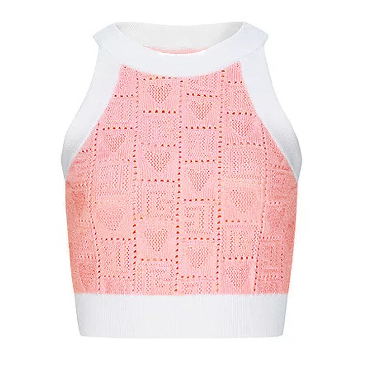 three-piece crochet knit set with contrast trim – LARISSAP