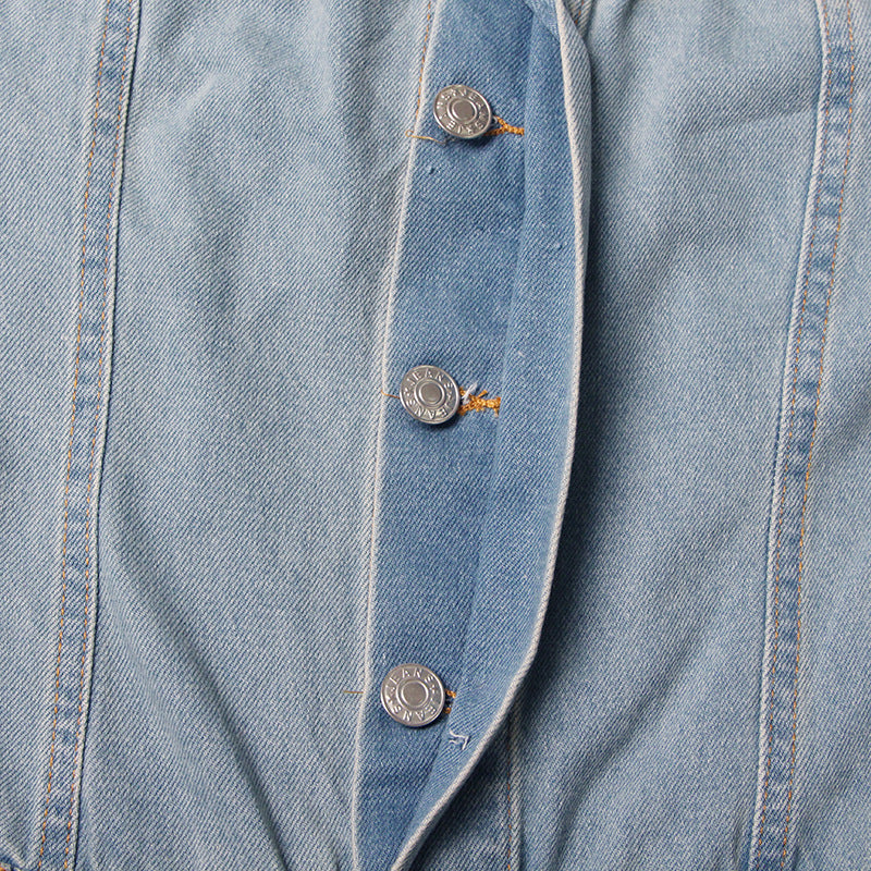 strapless denim cargo jumpsuit with wide-leg design – NOLIVIRA