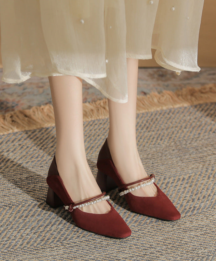 block heel pumps with pearl strap detail – NERINANDA