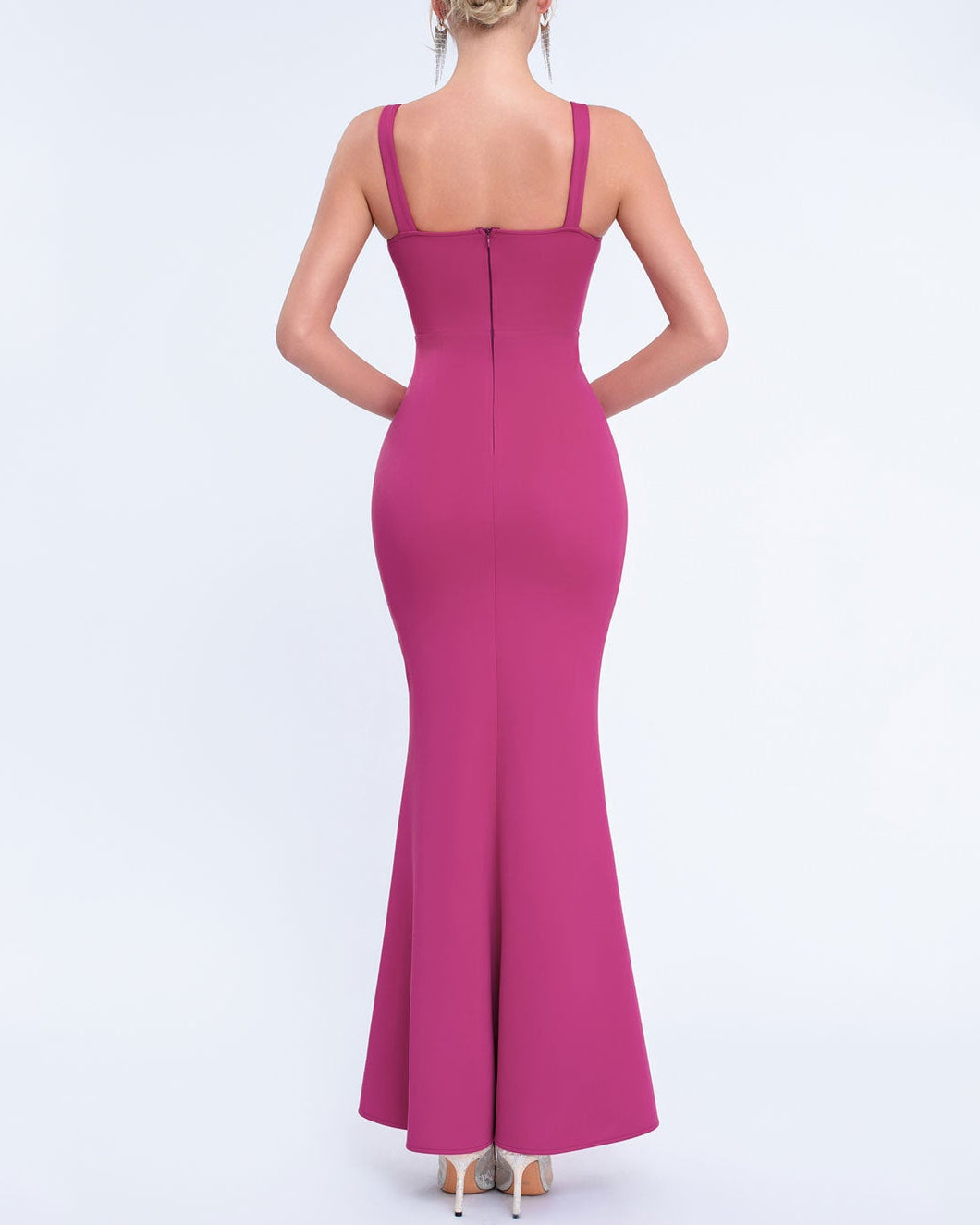 Geplooide top met uitlopende mouwen en maxi-rok set met tailleband – Rosiny 