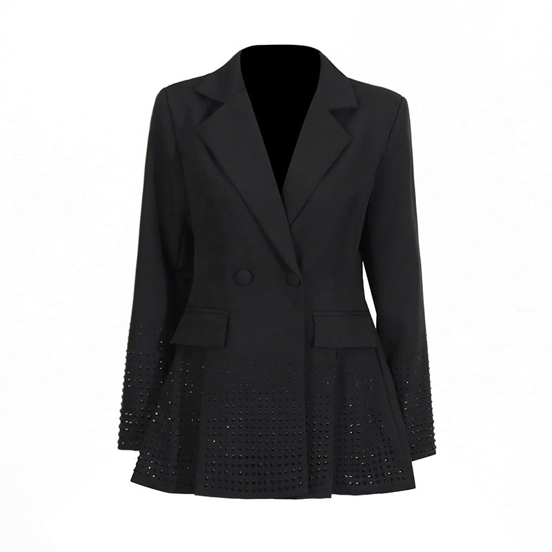 Plissiertes Oberteil mit ausgestellten Ärmeln und Maxirock-Set mit Taillengürtel – Rosiny 