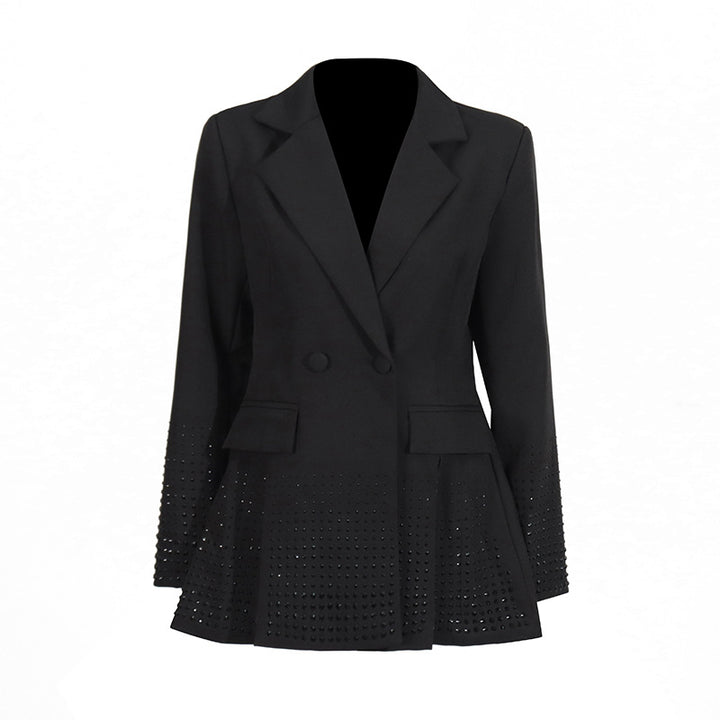 Plissiertes Oberteil mit ausgestellten Ärmeln und Maxirock-Set mit Taillengürtel – Rosiny 