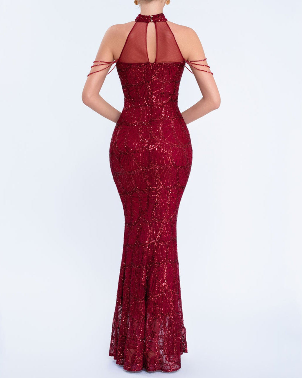 Geplooide top met uitlopende mouwen en maxi-rok set met tailleband – Rosiny 