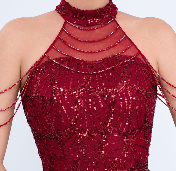 Geplooide top met uitlopende mouwen en maxi-rok set met tailleband – Rosiny 