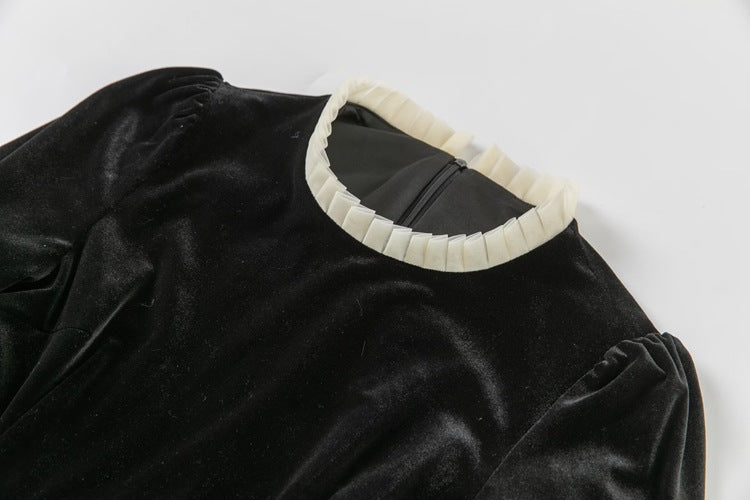 op maat gemaakte flare-pak met satijnen pofmouwen – VALENCIA 