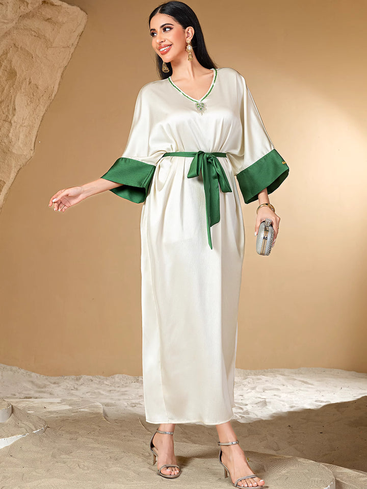 flared kaftan dress with contrast cuffs - LAYLAFI