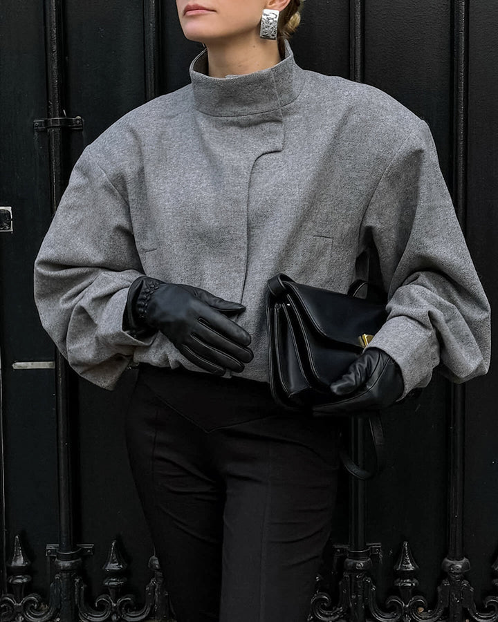 high-neck sculpted top with tailored slit skirt – MARISE