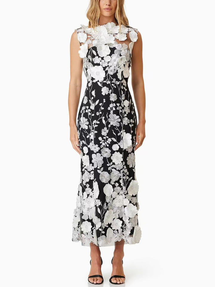 sleeveless floral applique gown – AMORAZLI