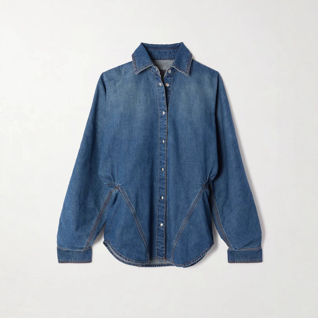 Haut à manches évasées plissées et ensemble jupe longue avec ceinture à la taille – Rosiny 