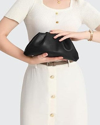 soft pleated leather clutch bag – ADLNIA