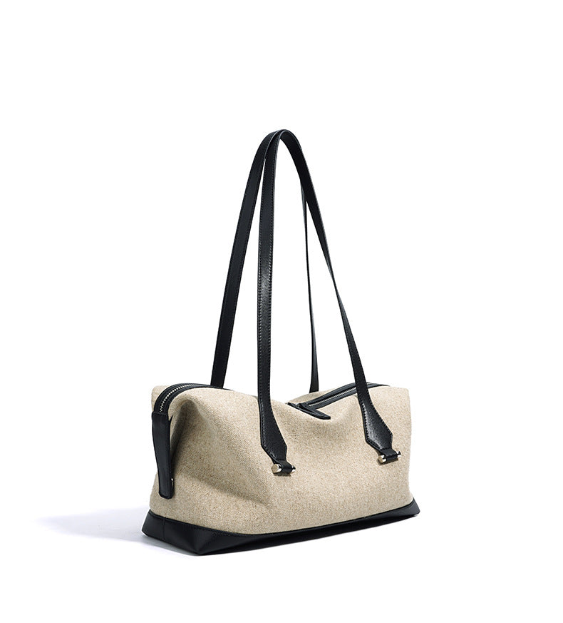 sac cabas en rotin tissé avec doubles poignées en cuir – LÉONIE 