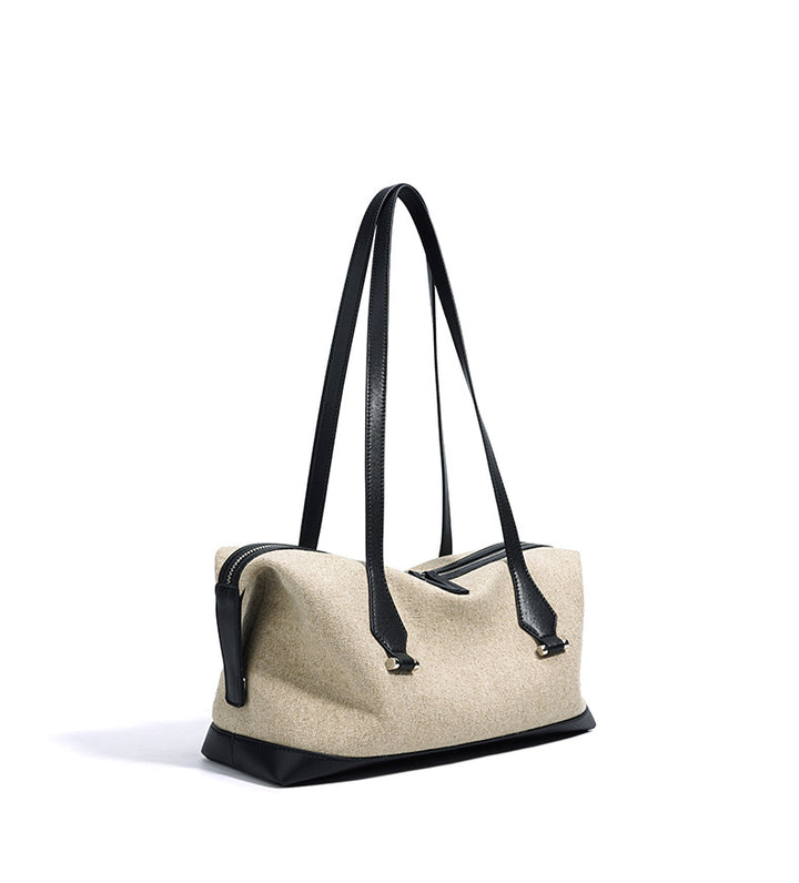 sac cabas en rotin tissé avec doubles poignées en cuir – LÉONIE 