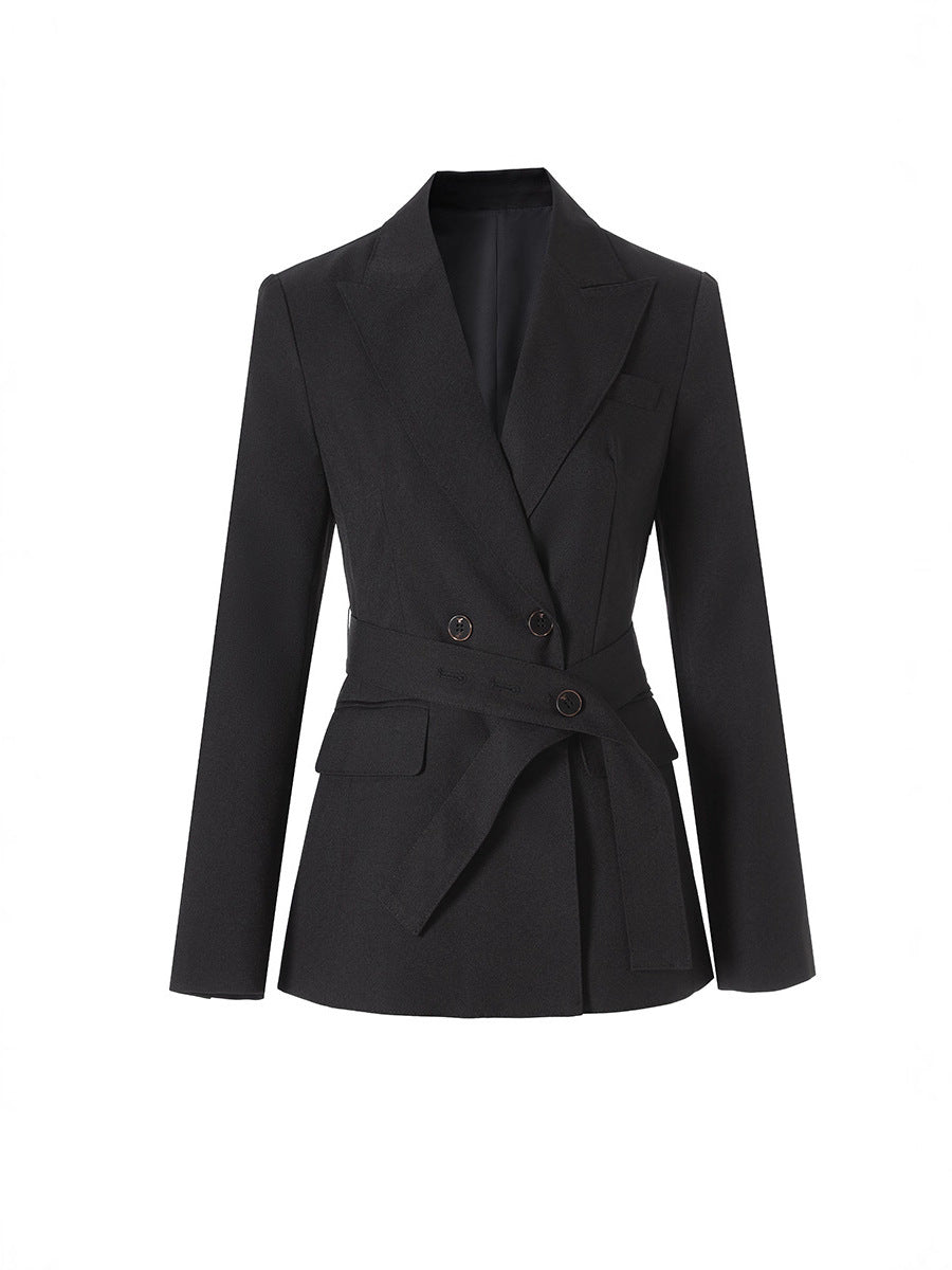 Belted double-breasted tailored blazer – SAVANNA