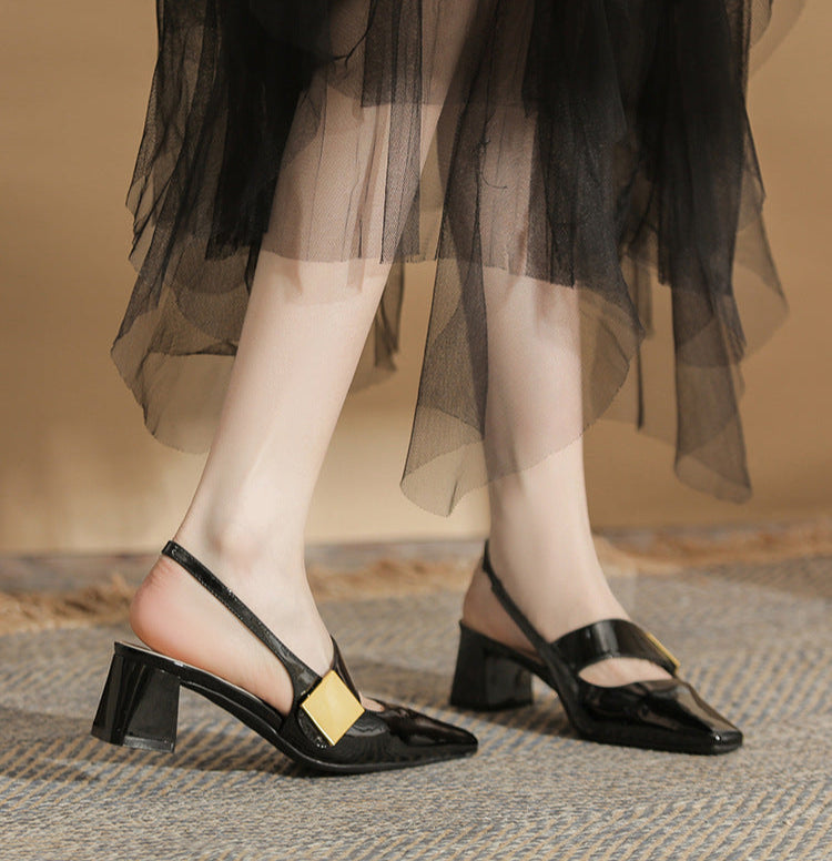 slingback block heels with metallic accent – DARIACTI