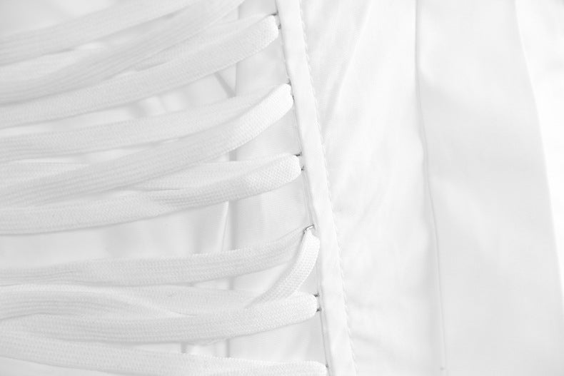 long-sleeve white shirt with ruched corset waist – ESME