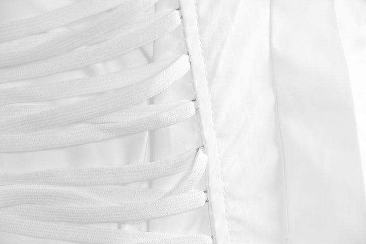 long-sleeve white shirt with ruched corset waist – ESME