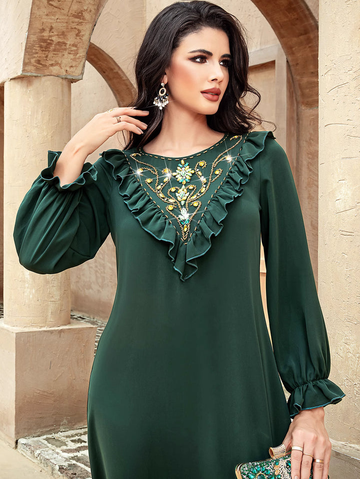 定制喇叭套装，配缎面泡泡袖 - VALENCIA 