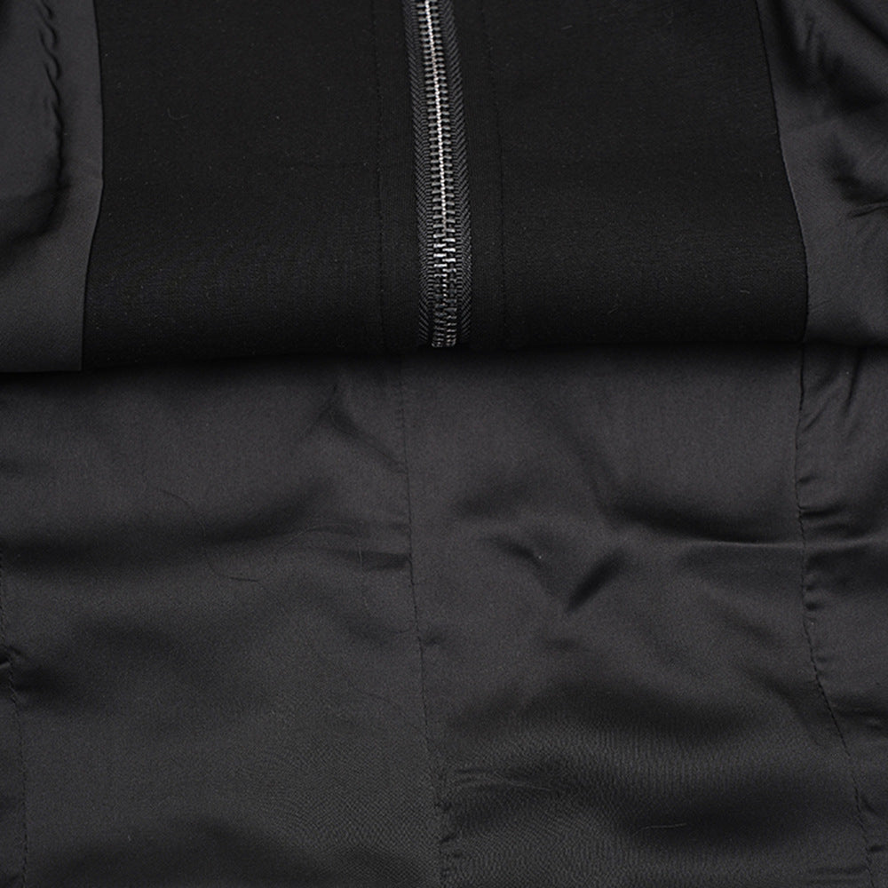 fitted zip-up jacket with high collar – NOIRZA