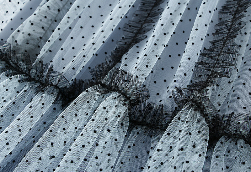 dotted tulle tiered skirt with contrast trims – MISTY