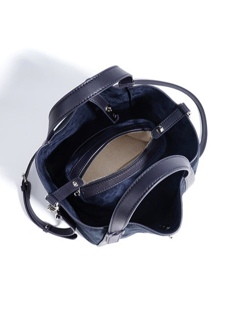 حقيبة توت من جلد الغزال مع حواف جلدية ومشبك – نويلفو