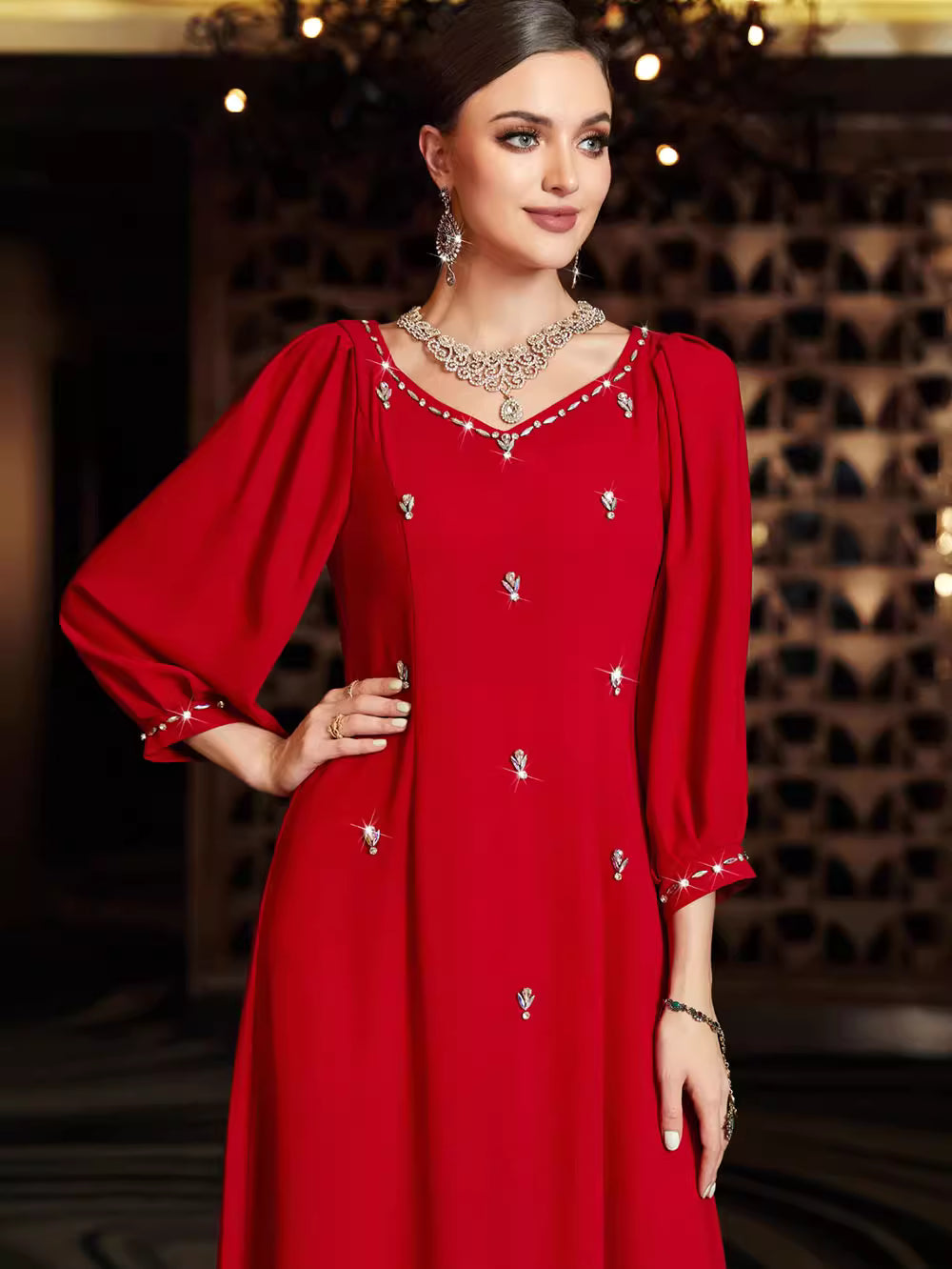 maßgeschneiderter Schlaganzug mit Satin-Puffärmeln – VALENCIA 