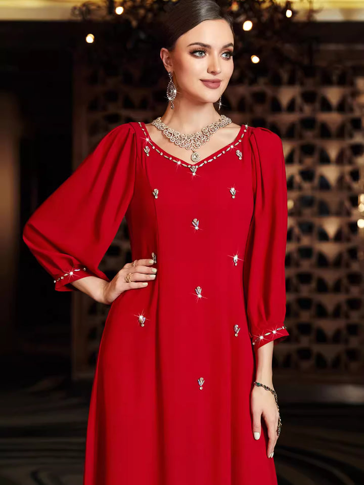 maßgeschneiderter Schlaganzug mit Satin-Puffärmeln – VALENCIA 