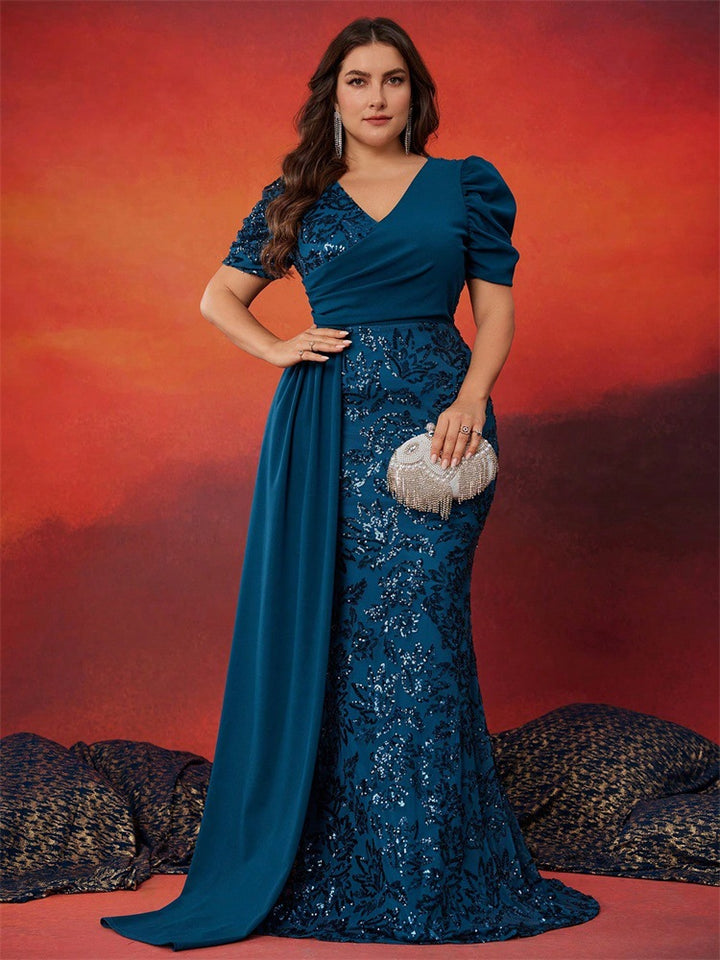 Geplooide top met uitlopende mouwen en maxi-rok set met tailleband – Rosiny 