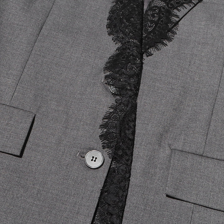 tailored blazer with black lace trim – CELINEWU