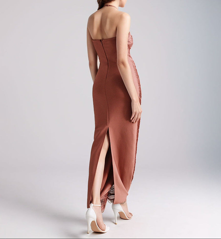 فستان هالتر معدني مطوي – روبينا