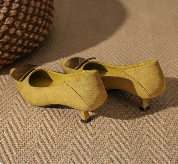 pointed toe pumps with metallic square buckle - AURELIANRI