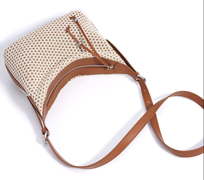 woven shoulder bag with leather straps – AURAXIL