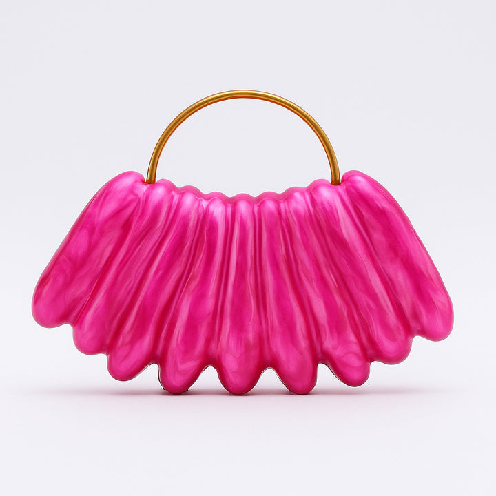 sculpted wave resin clutch with metal handle – AMBRA